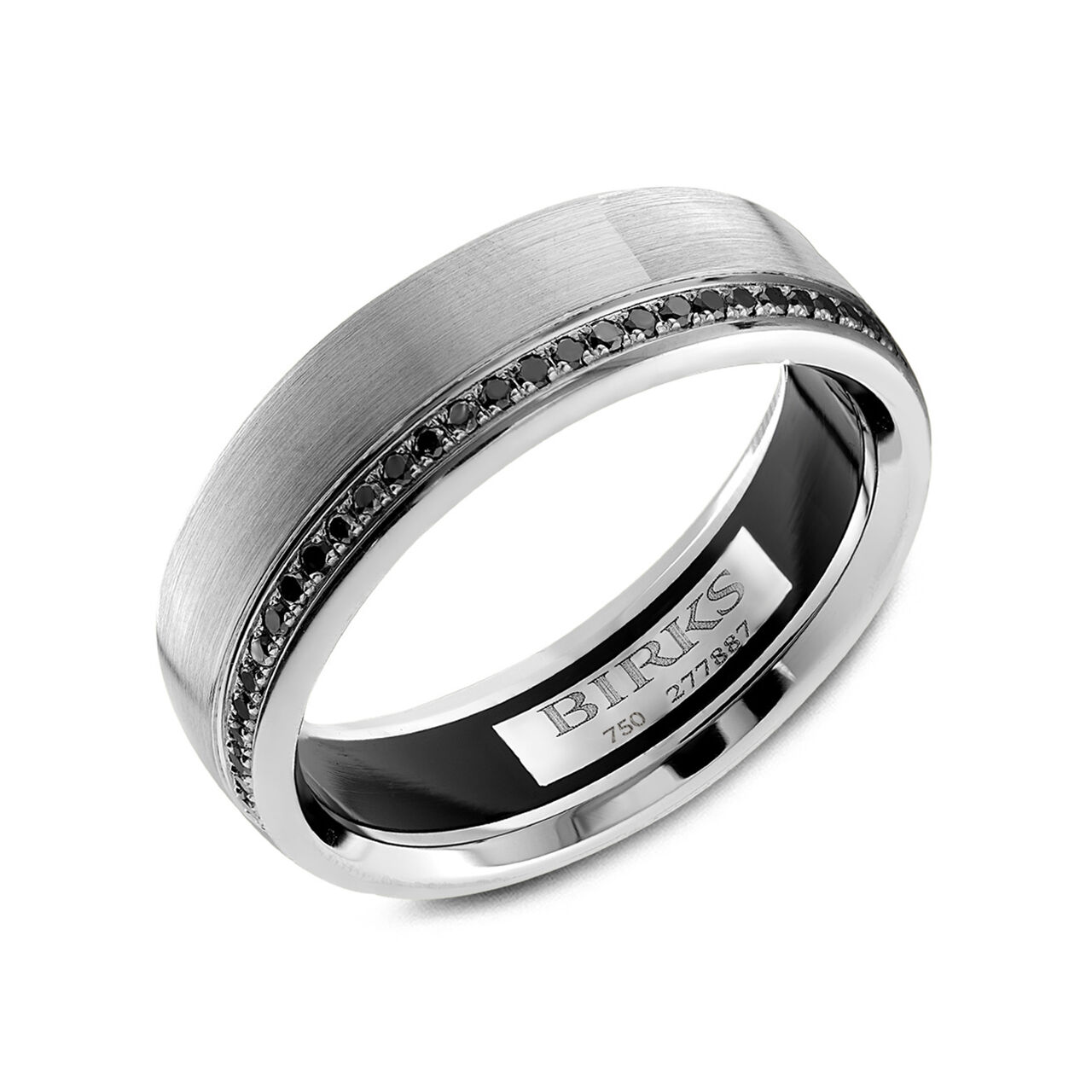 Birks  7MM White Gold and Black Diamond Wedding Band