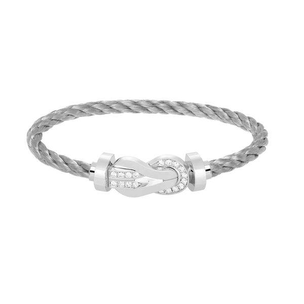 Bracelet cable Chance Infinie en or blanc avec pavé de diamants, grand modèle