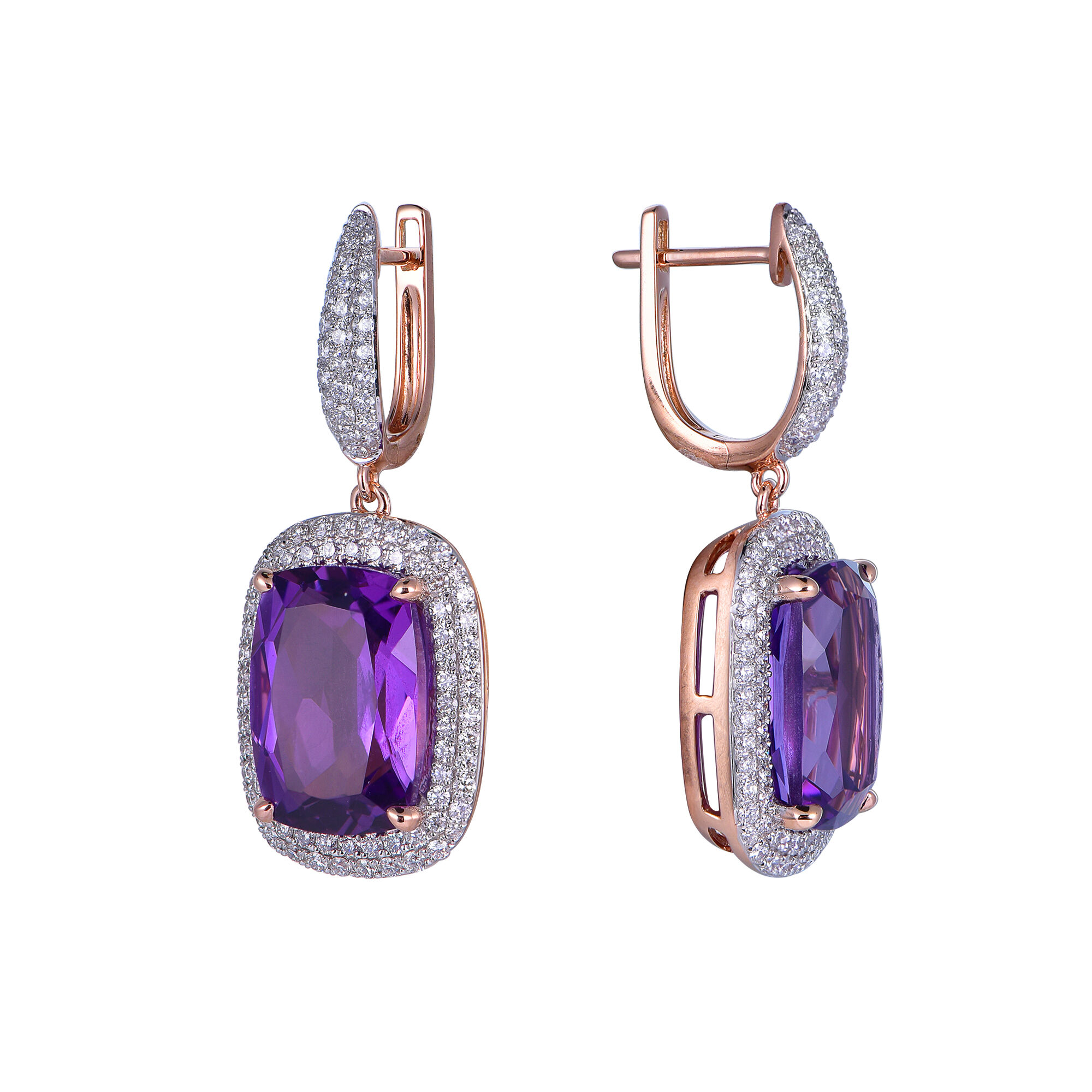 Amethyst Earrings in Rose Gold