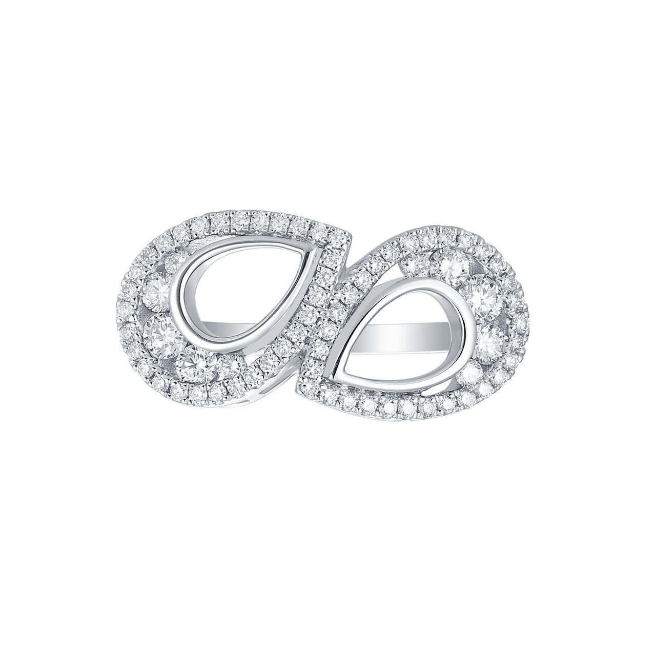 Diamond Double Tear Ring in White Gold image number 0