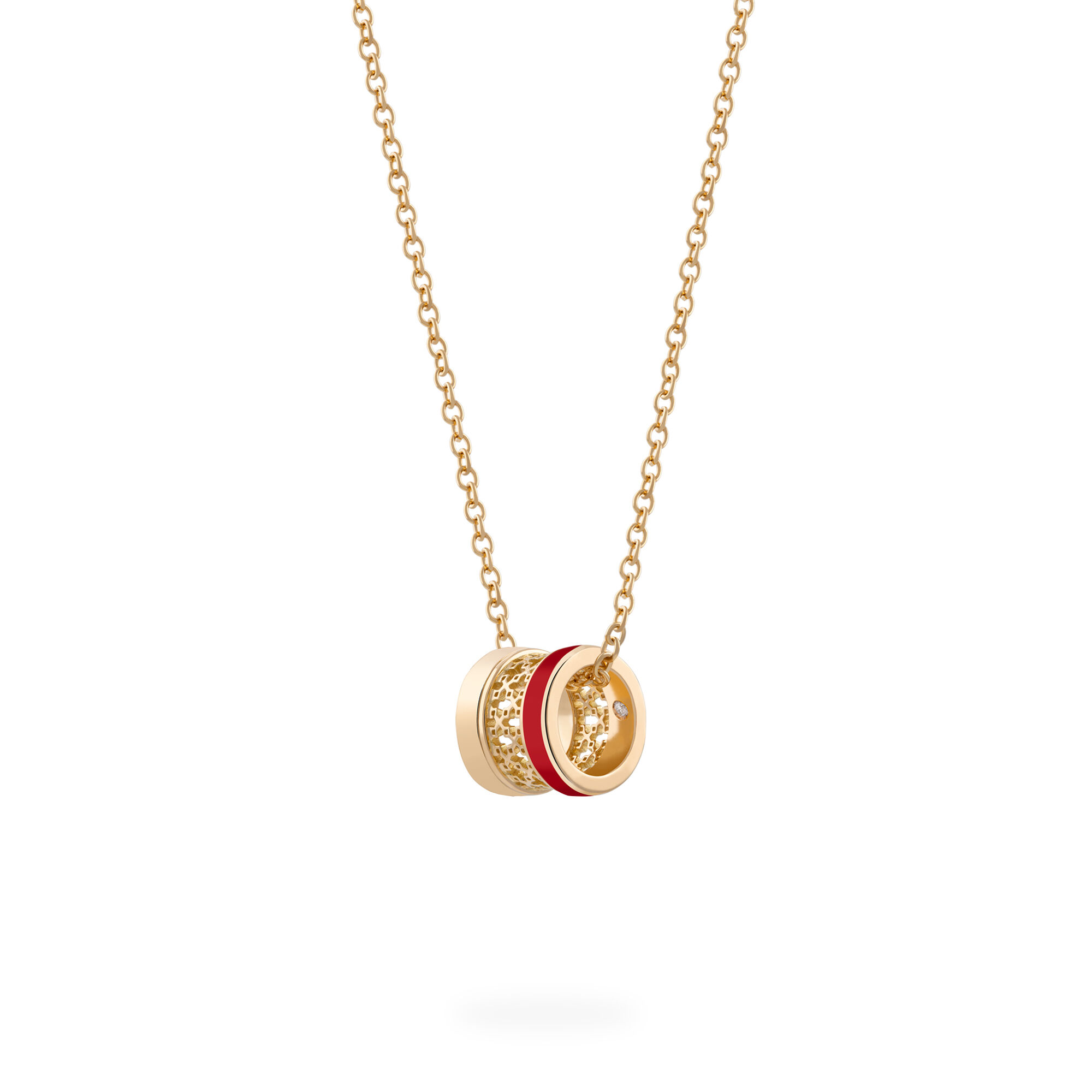 Red Enamel Yellow Gold Necklace Birks Dare to Dream