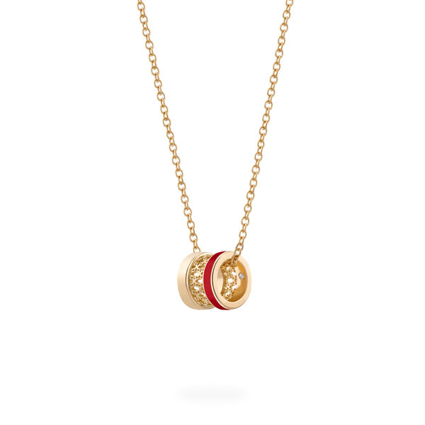 Red Enamel Yellow Gold Pendant