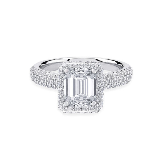 bijoux birks square phillips emerald cut diamond engagement ring with single halo and diamond band sqph image number 0