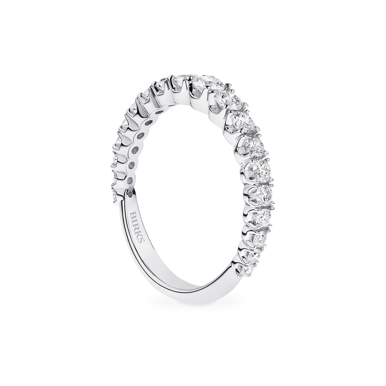 Side view of Birks Essentials Diamond Band Ring in 18k white gold image number 1