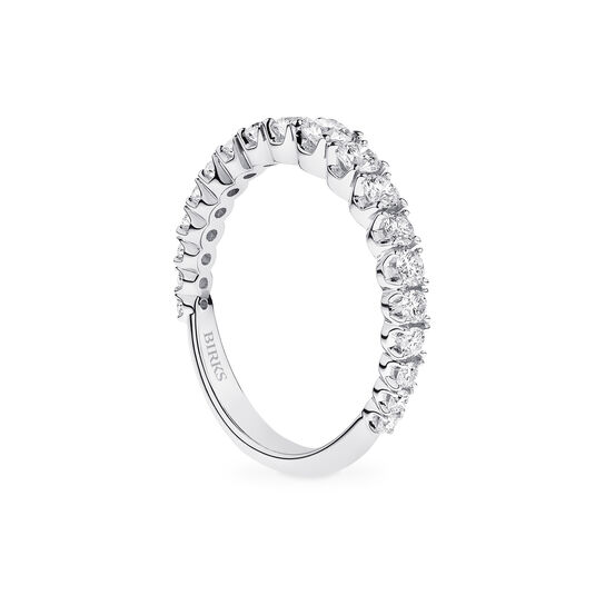 Side view of Birks Essentials Diamond Band Ring in 18k white gold image number 1