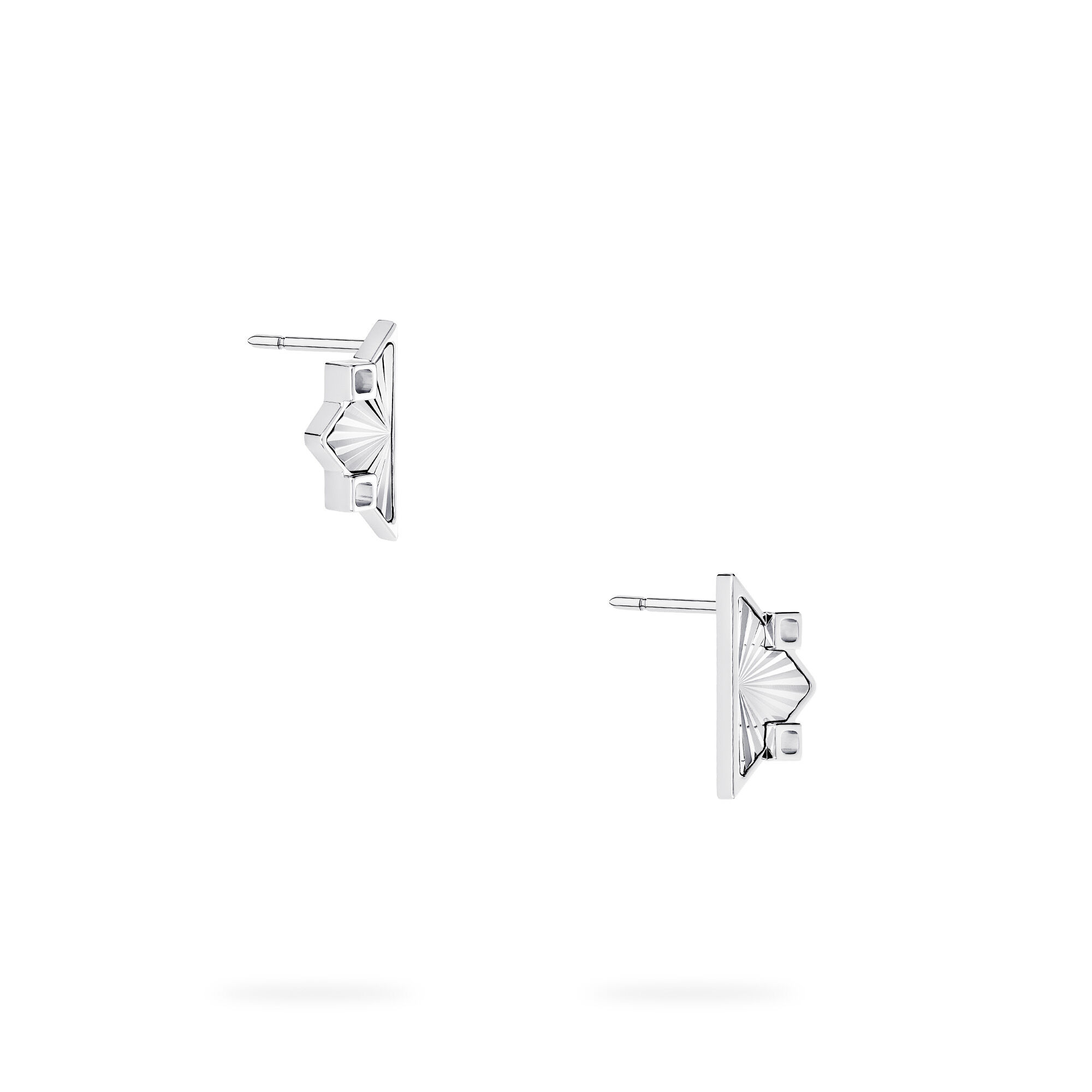 Guilloché Symmetric Sterling Silver Earrings, Small