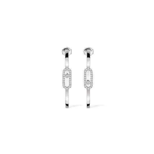 Boucles d'oreilles anneaux Move Uno en or blanc avec diamants