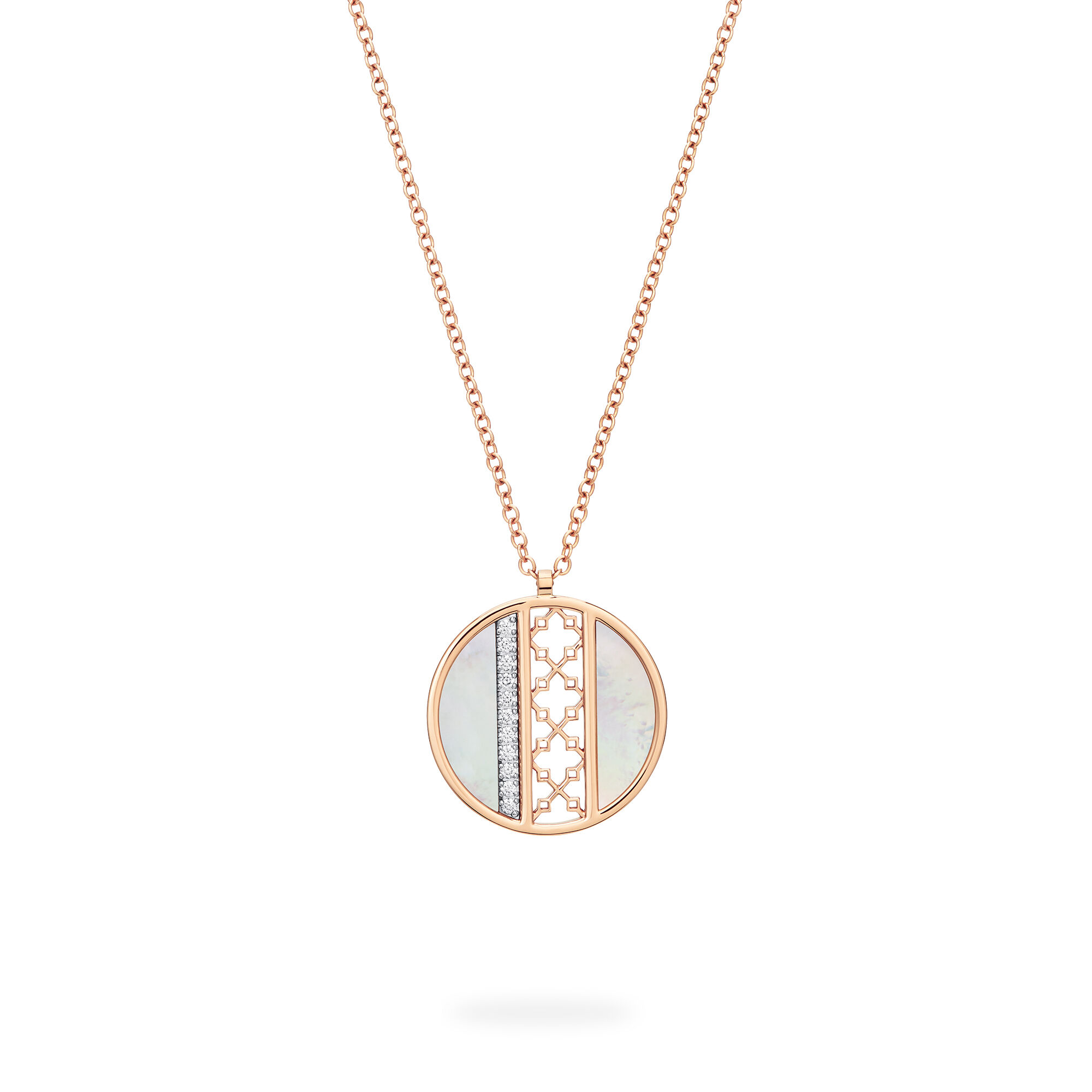 Mother-of-Pearl and Diamond Medallion Pendant, Large
