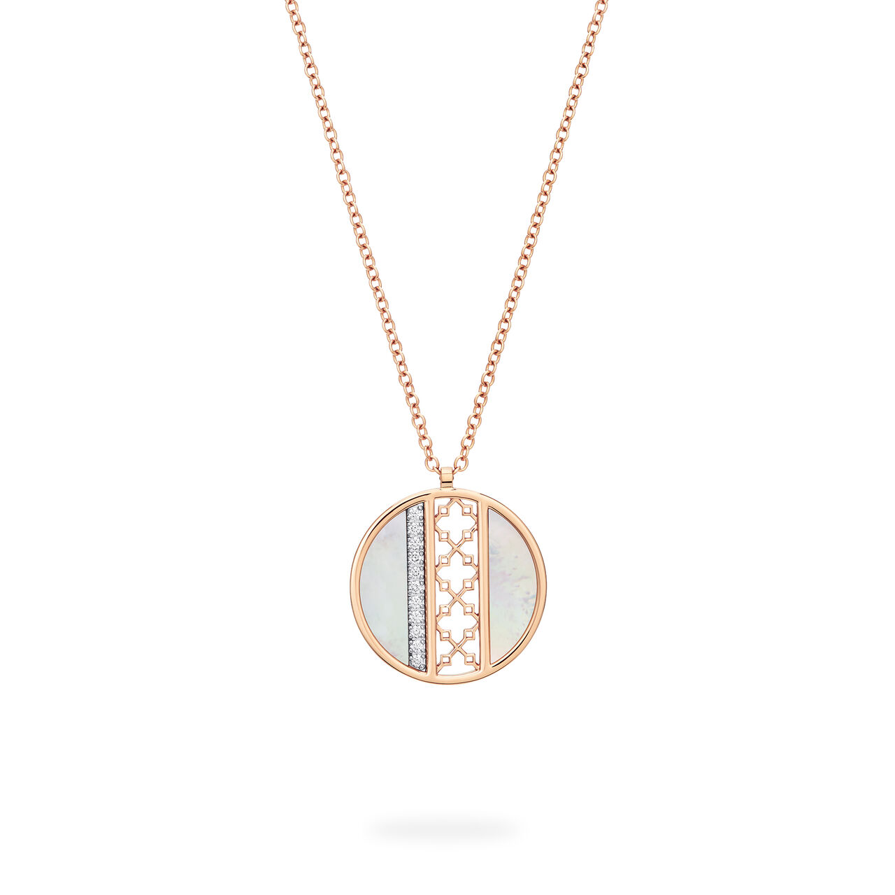 Mother-of-Pearl and Diamond Circle Large Pendent, Rose Gold image number 0