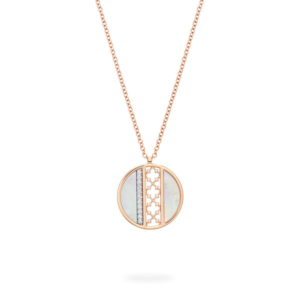 Mother-of-Pearl and Diamond Medallion Pendant, Large