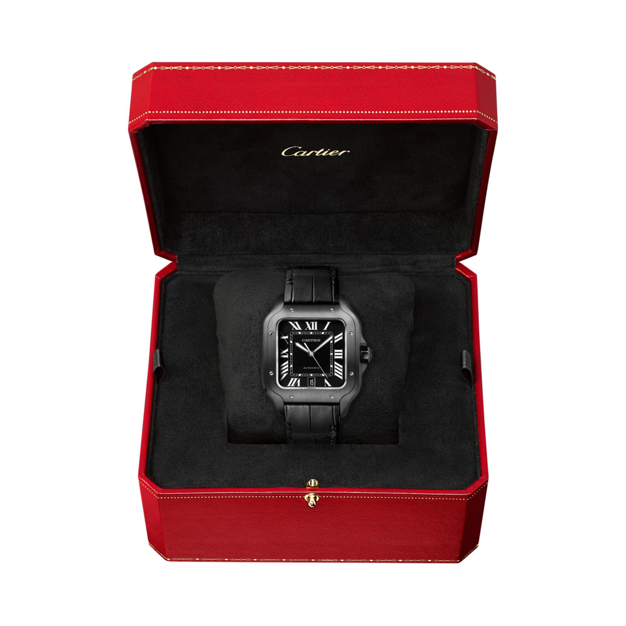 Cartier santos all black on sale