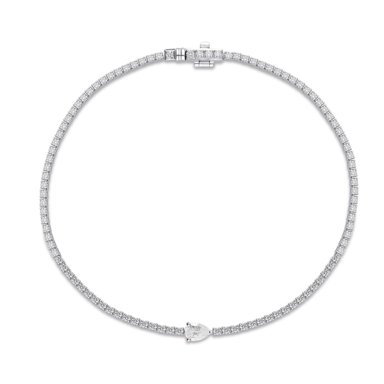 Diamond Line Bracelet in White Gold image number 0