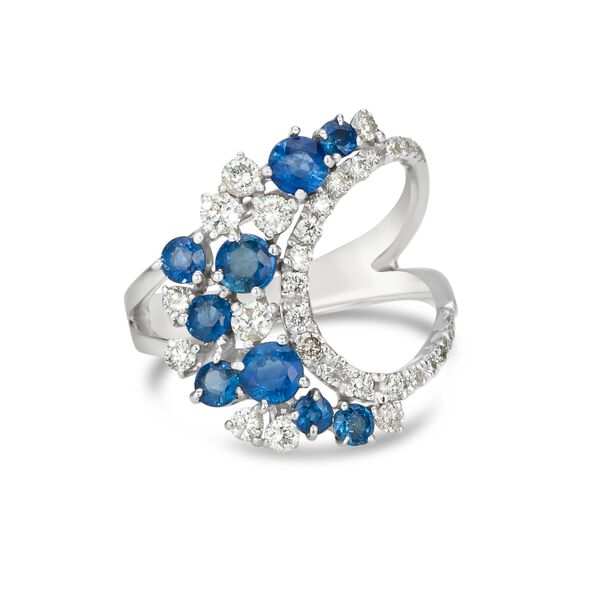 Ensemble de bagues en or blanc avec saphirs et diamants