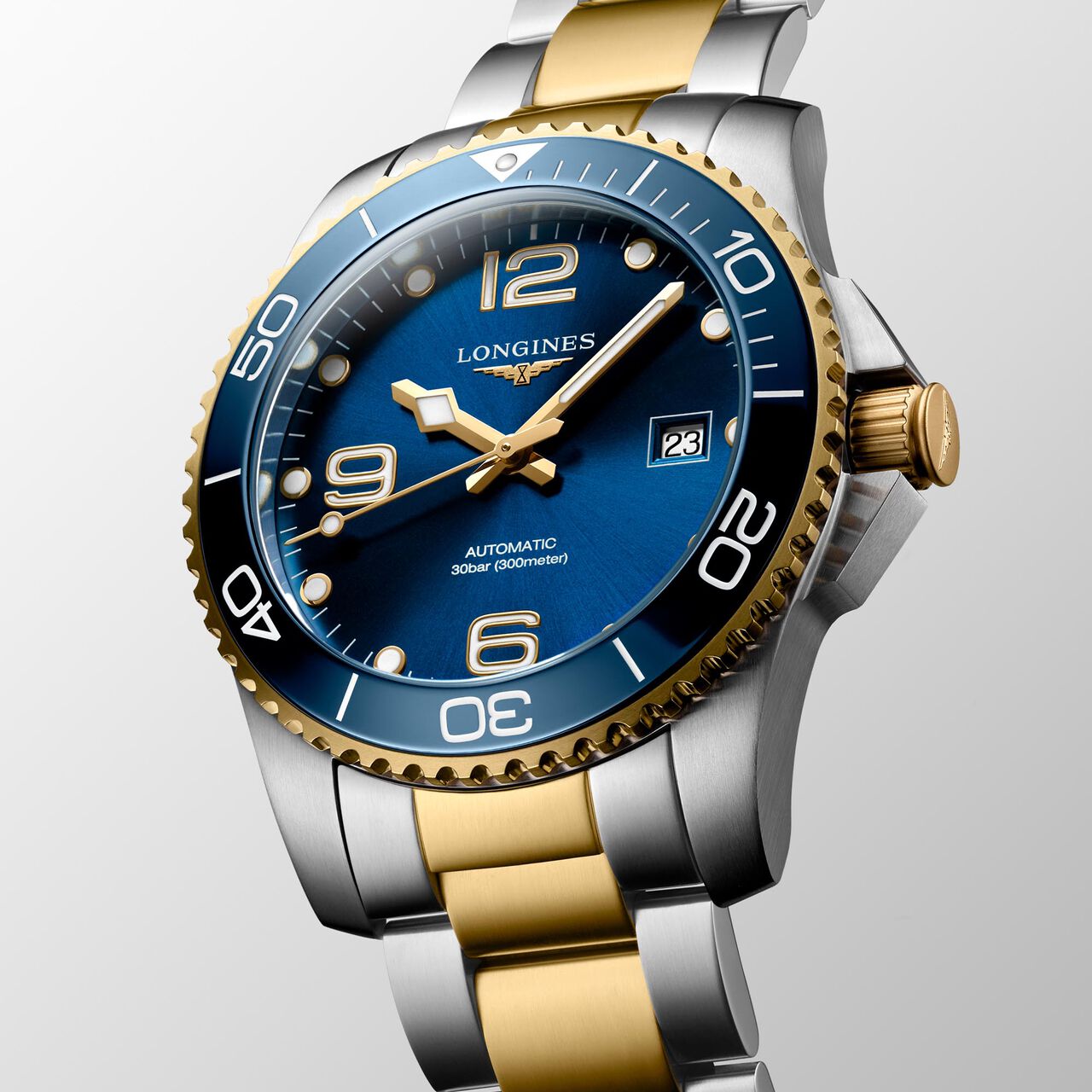 longines hydroconquest automatic 41 mm steel pvd l3.781.3.96.7 face angled image number 1