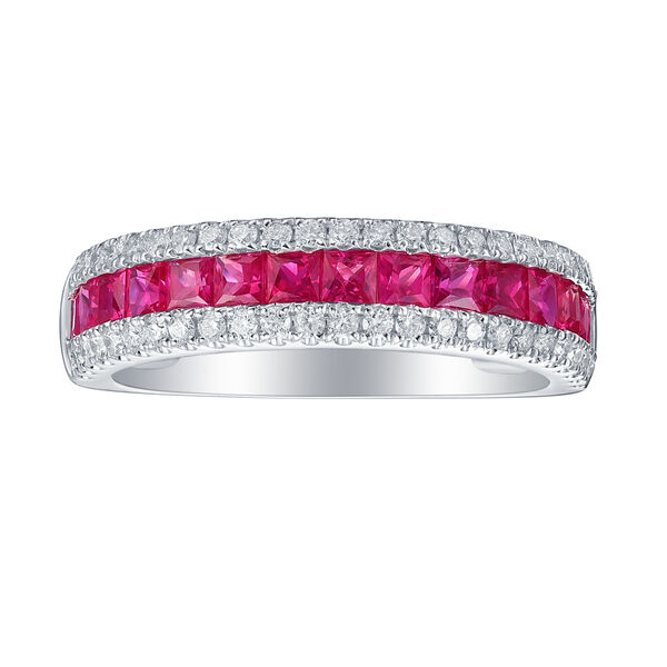 Bague Rubis et Diamants en Or Blanc