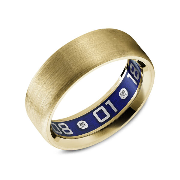 Customizable 7.5MM Yellow Gold Satin Finish Wedding Band
