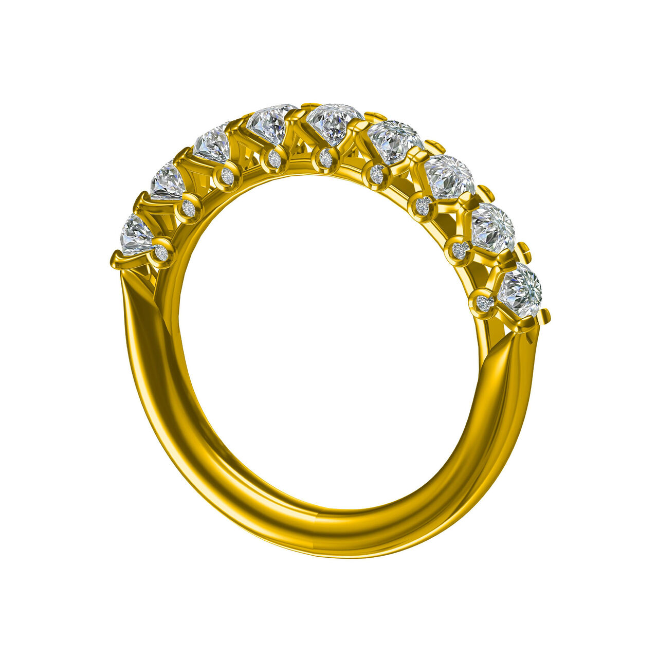 Yellow Gold and Diamond Wedding Band-6.5 image number 1