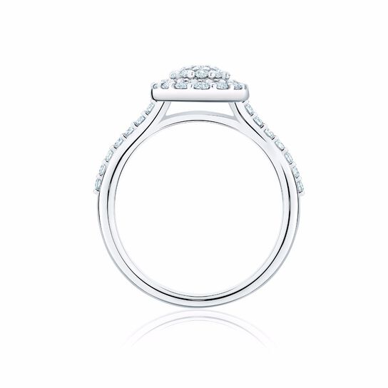Bague sertie de diamants ovale avec halo simple image number 1