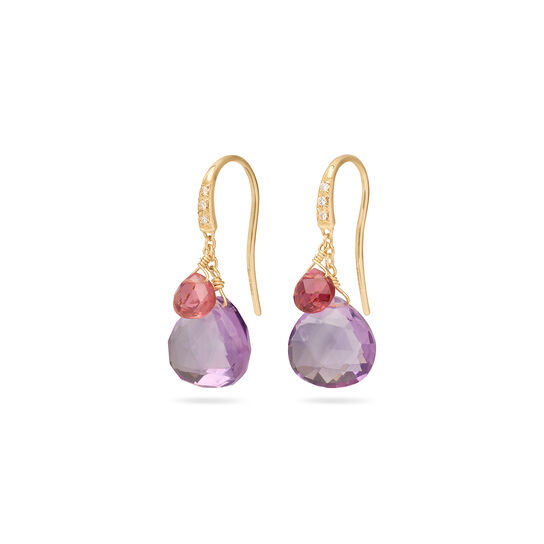 Marco Bicego Paradise Yellow Gold, Diamond, Amethyst and Pink Tourmaline Earrings OB1955-AB MIX331 Y 02 image number 0