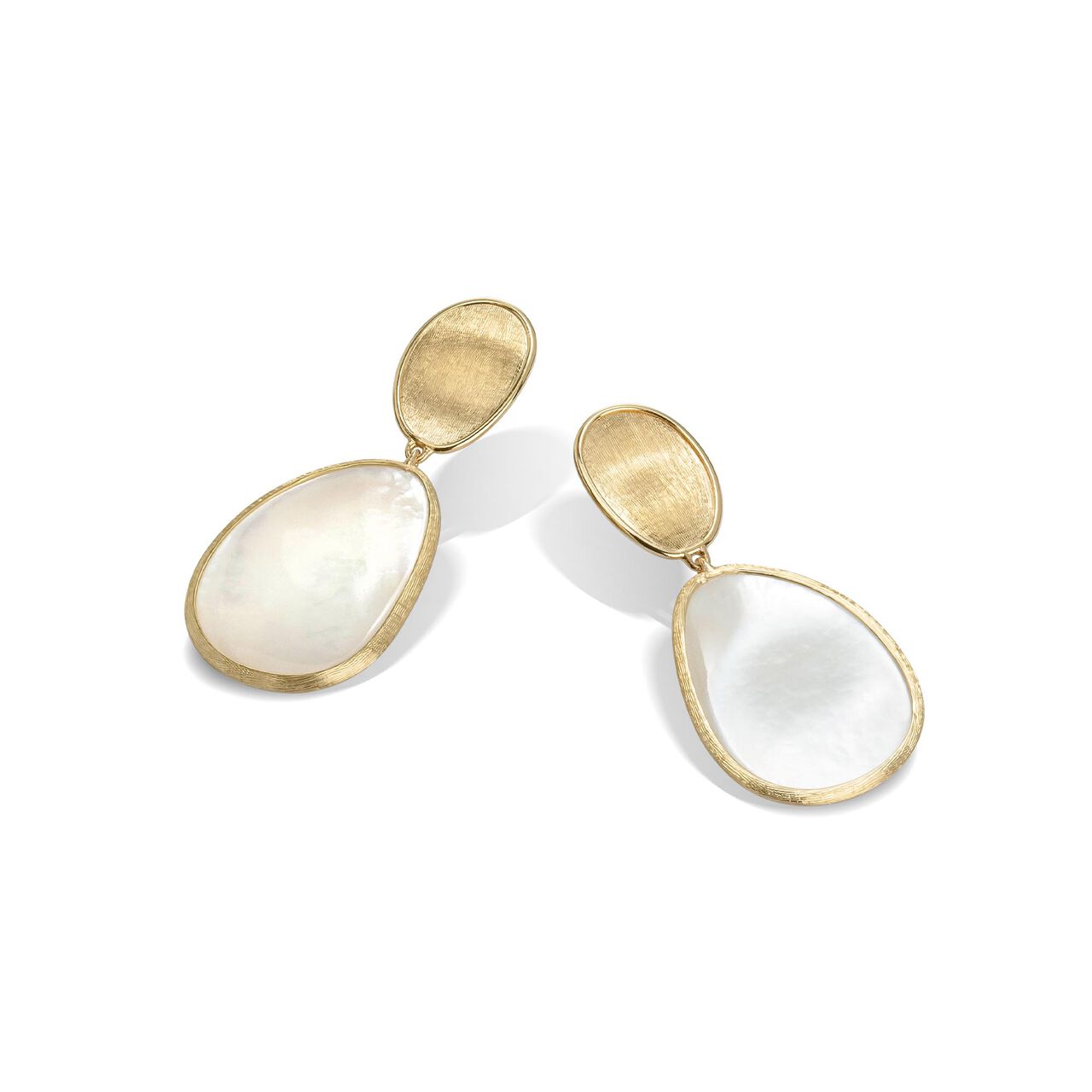 marco bicego lunaria collection yellow gold and white mother of pearl drop earrings ob1403 mpw y 02 image number 0
