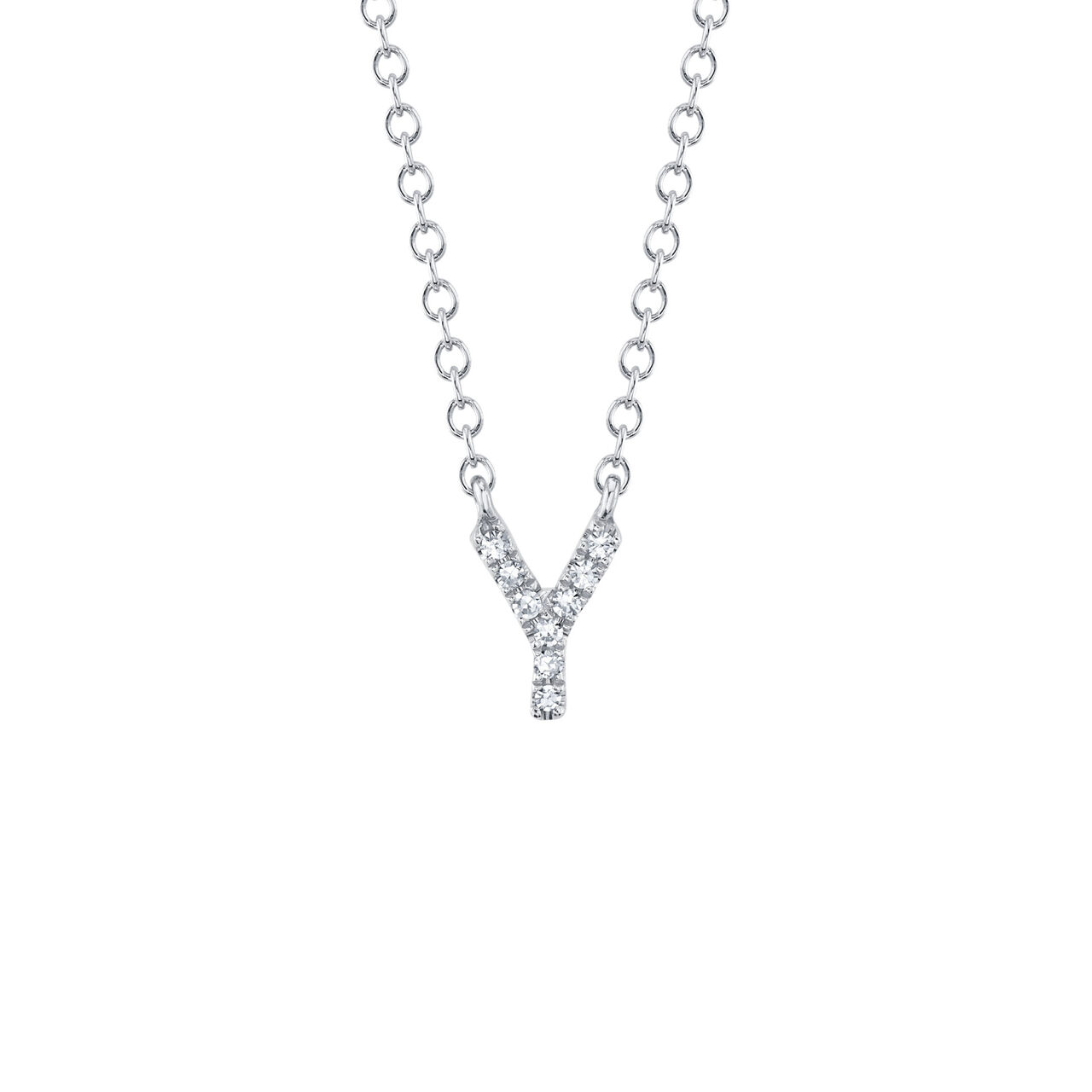 Shy Creation Initials White Gold  and Diamond Pavé Letter Y Necklace SC55007903-Y image number 0