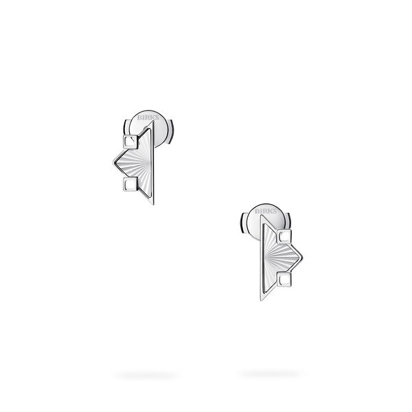 Guilloché Symmetric Sterling Silver Earrings, Small