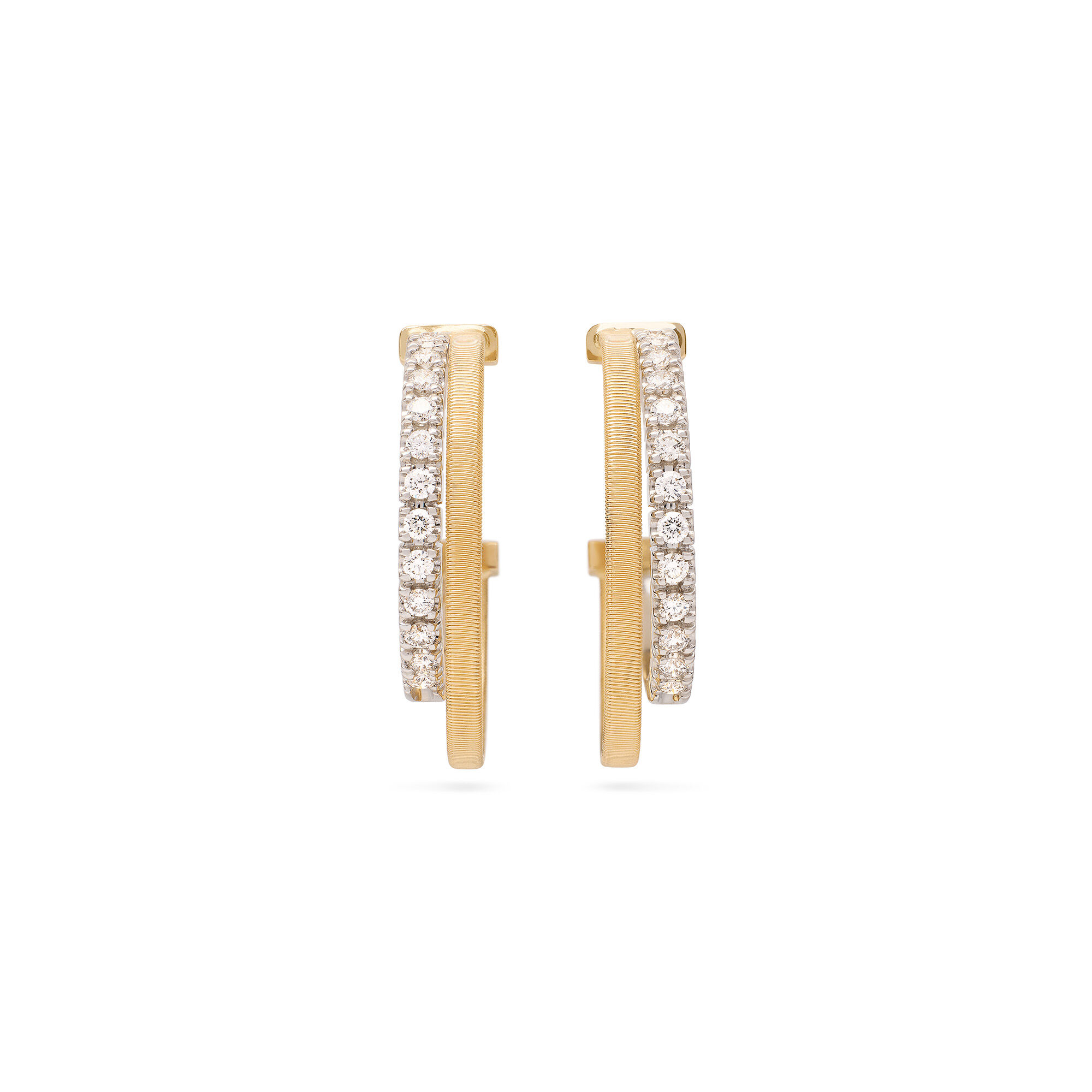 Masai Yellow Gold and Diamond Double Hoop Earrings