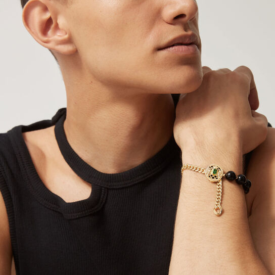 Emblem Yellow Gold Tsavorite and Onyx Bracelet image number 2