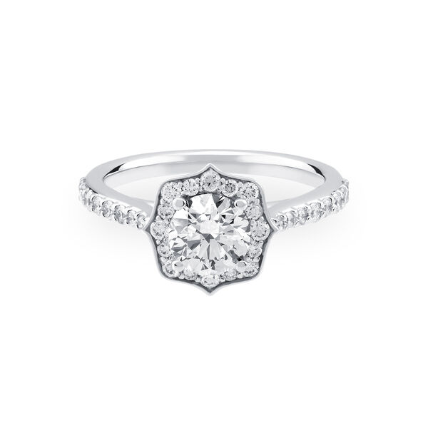 Héritage Bague de fiançailles solitaire et halo de diamants