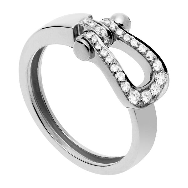 Bague Force 10 en or blanc avec pavé de diamants, moyen modèle