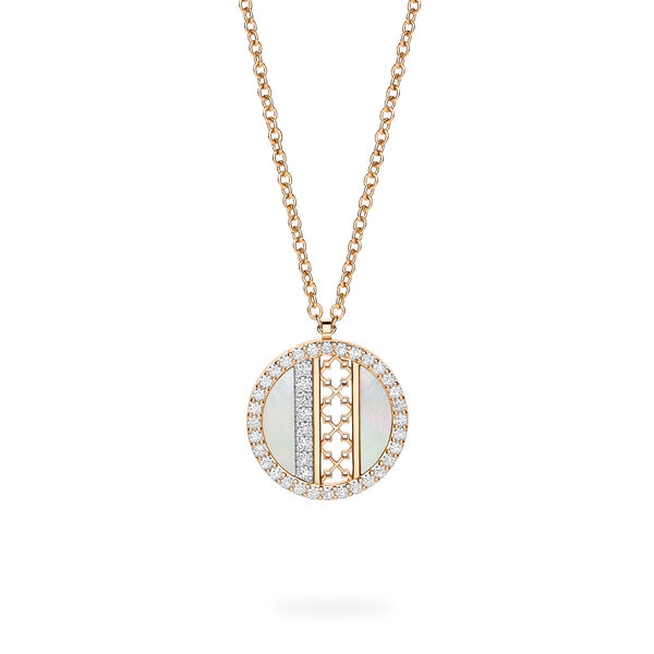 Pendentif médaillon nacre et diamant