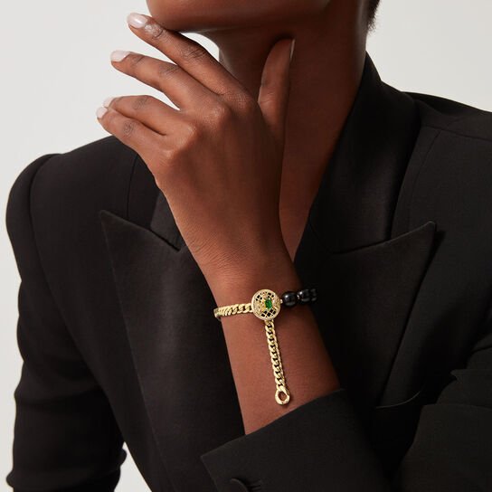 Emblem Yellow Gold Tsavorite and Onyx Bracelet image number 1