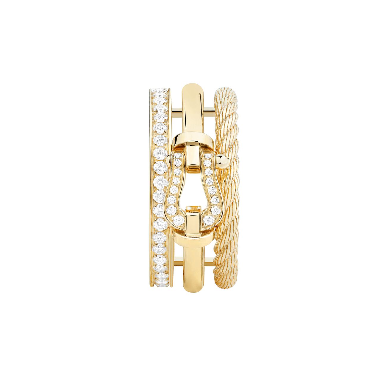 Fred Force 10 Rise Yellow Gold and Diamond Pav&eacute; Ring 4B2015 image number 1