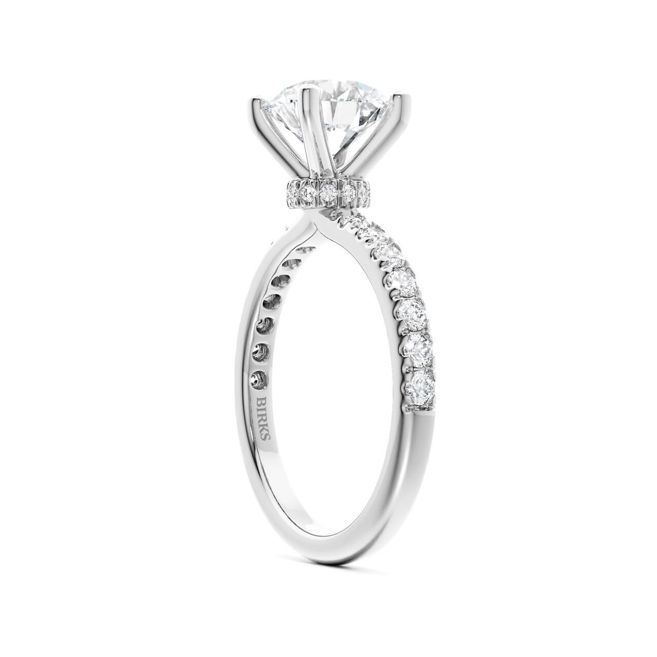 Birks Deco Round Solitaire Diamond Pav&eacute; Engagement Ring with Pav&eacute; Hidden Halo image number 2