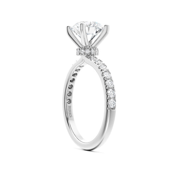 Round Solitaire Diamond Pav&eacute; Engagement Ring with Pav&eacute; Hidden Halo