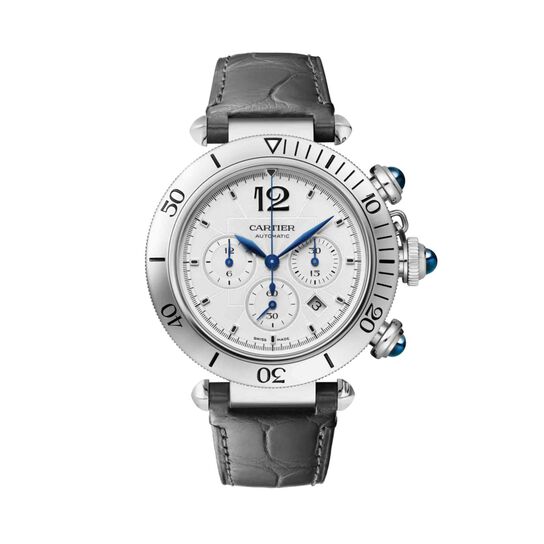 pasha cartier automatic chronograph 41 steel wspa0018 front leather image number 1