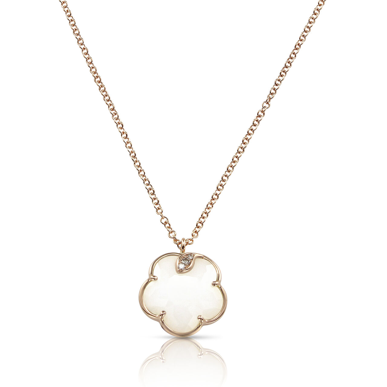 Petit Joli Rose Gold, White Agate and Diamond Pendant image number 0