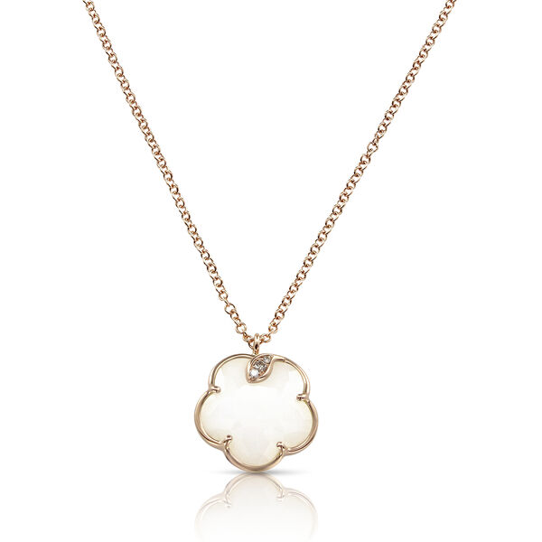 Pendentif Petit Joli en or rose avec agate blanche et diamants