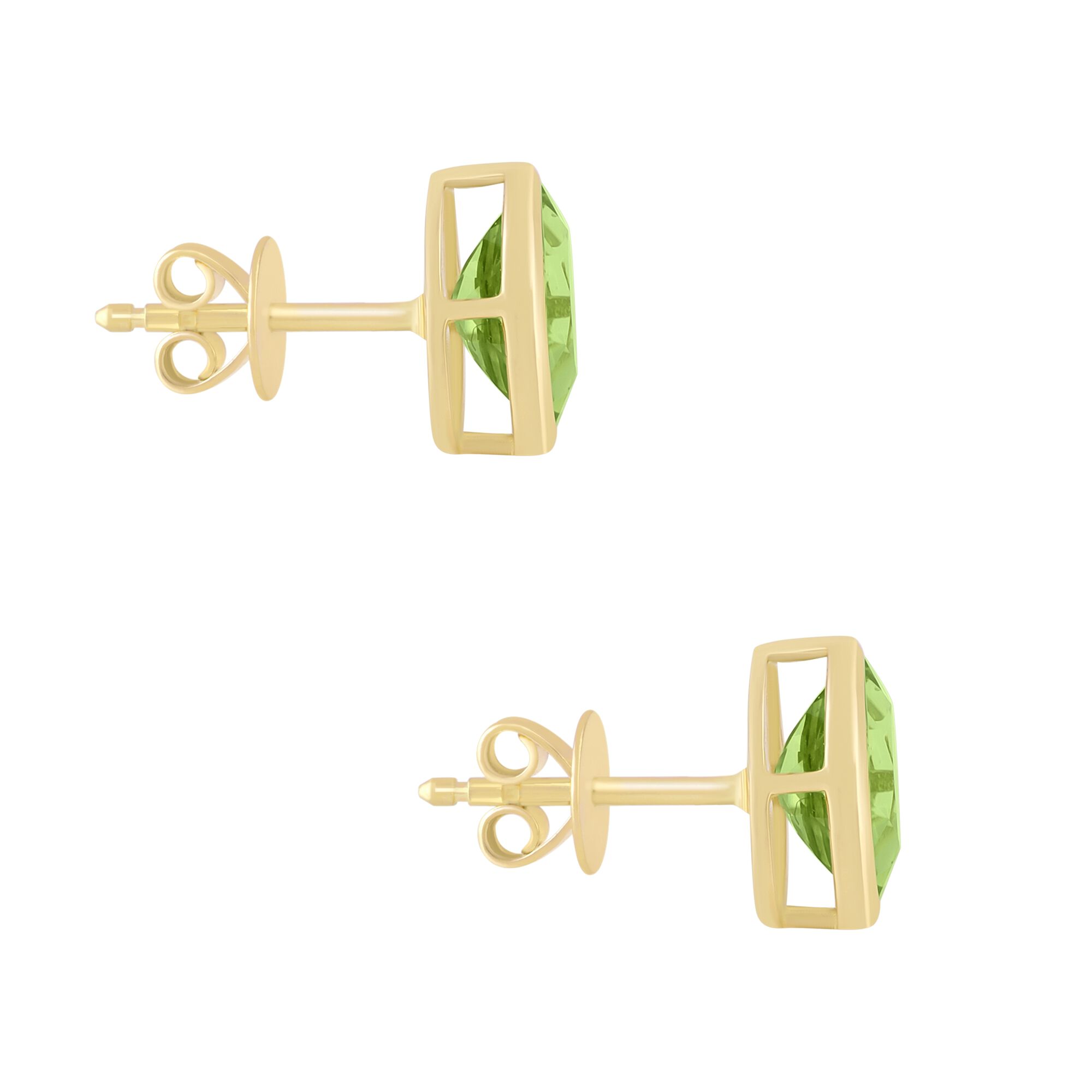 Peridot Oval Bezel Set Studs