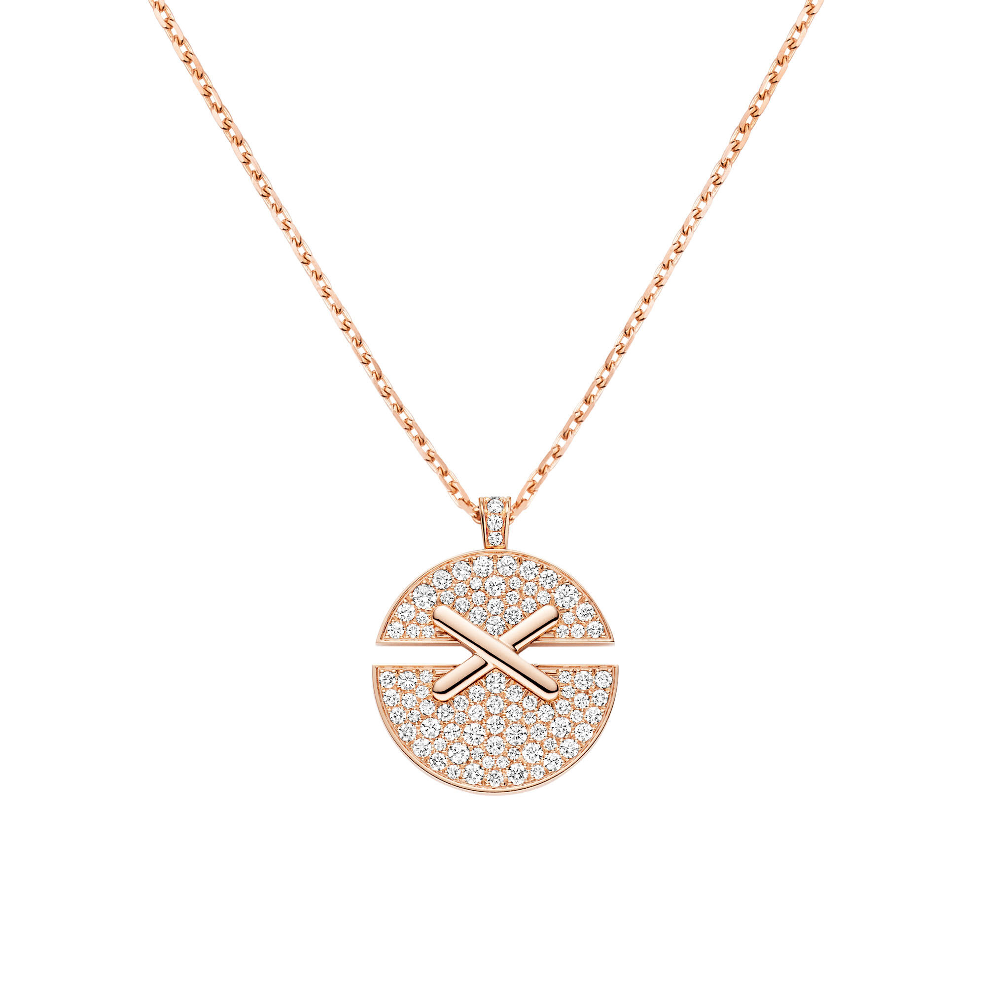 Jeux De Liens Harmony Medium Rose Gold and Diamond Pavé Pendant