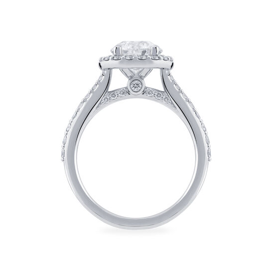 bijoux birks 1879 round solitaire diamond engagement ring with single halo and diamond band image number 2
