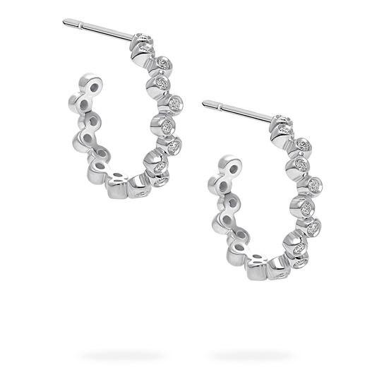 Birks Iconic White Gold and Diamond Splash 18 mm Hoop Earrings image number 3