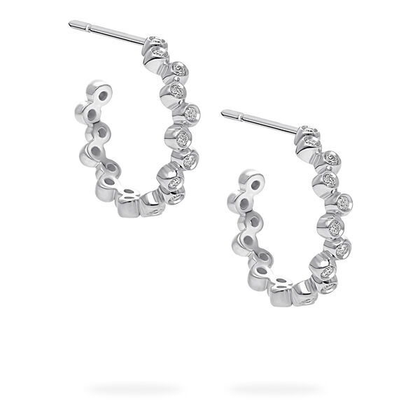 White Gold and Diamond Splash 18 mm Hoop Earrings