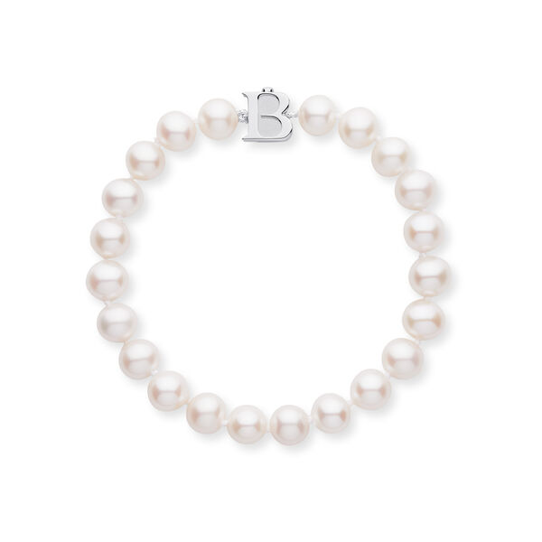 Bracelet de perles de culture d'eau douce 7,5-8 mm en argent