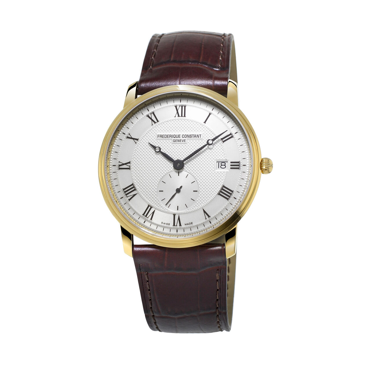 frederique constant slimline gents small seconds quartz yellow gold plated steel 39mm fc 245m5s5 image number 0