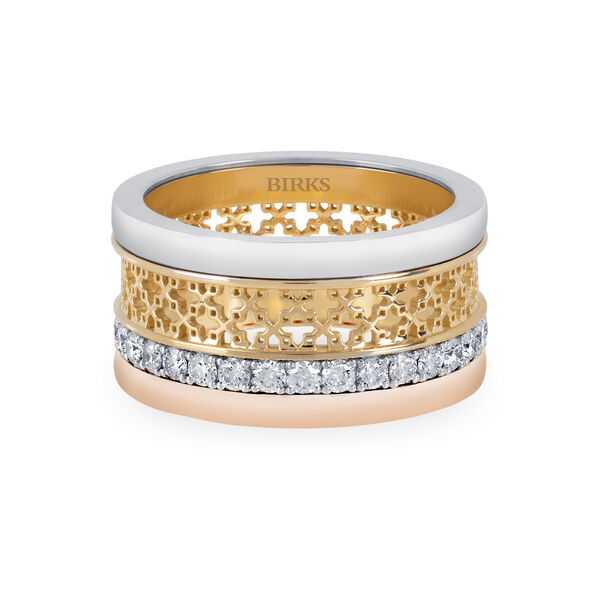 Large Diamond Ring, Tri-Gold
