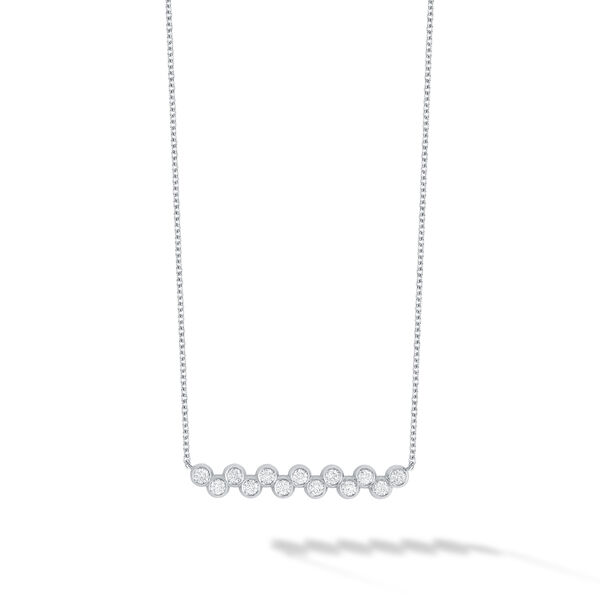 White Gold and Diamond Splash Bar Necklace
