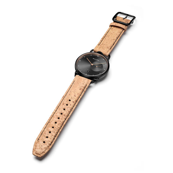 Baume 41 mm petites secondes quartz en acier inoxydable avec PVD noir