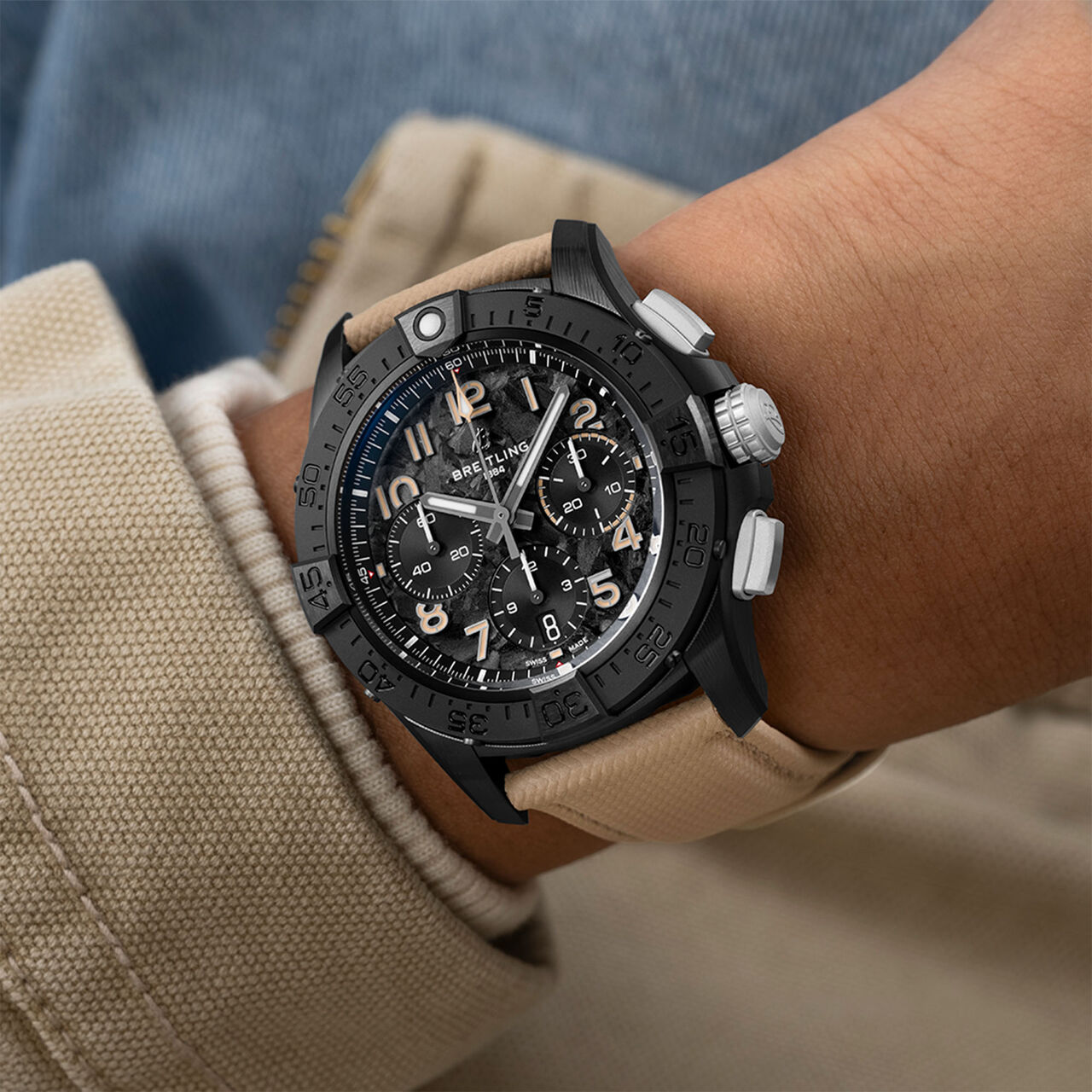 Breitling SB0146101B1X1 Avenger Night Mission B01 Automatic Chronograph 42 mm Titanium and Ceramic wrist image number 2