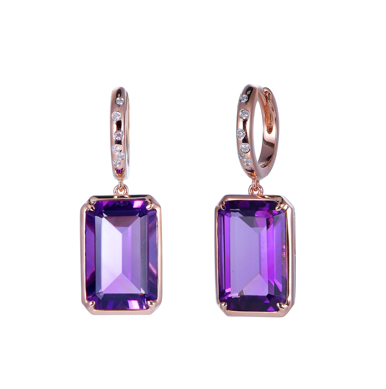 Amethyst Earrings in Rose Gold image number 0